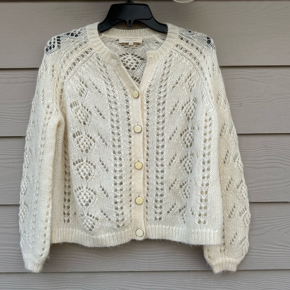 La Maille Sezane Paris Wool and Kid Mohair Cardigan